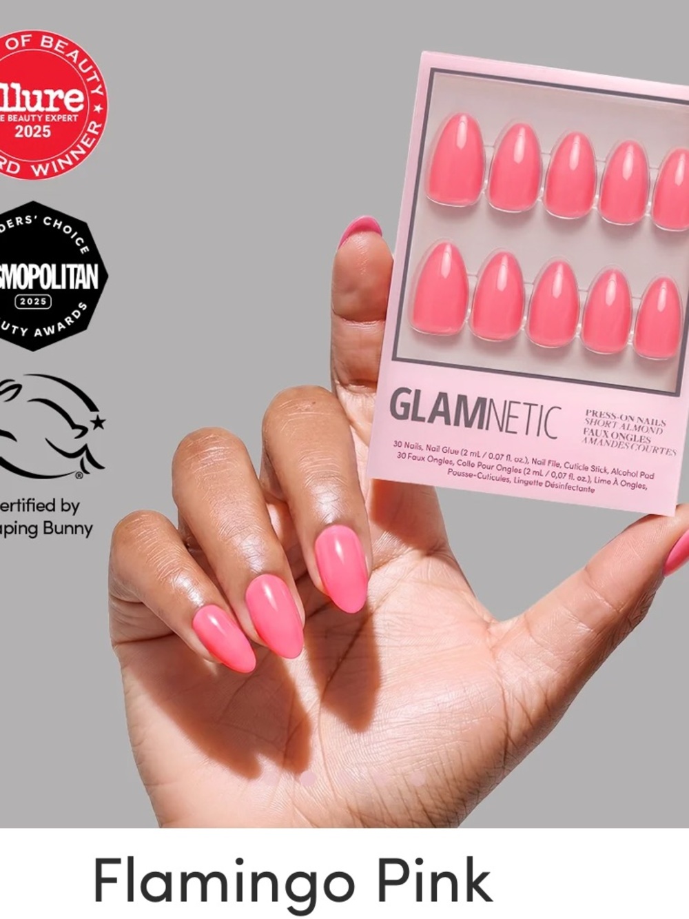 GLAMnetic Flamingo Pink Press-On Nails - 30 Piece Set